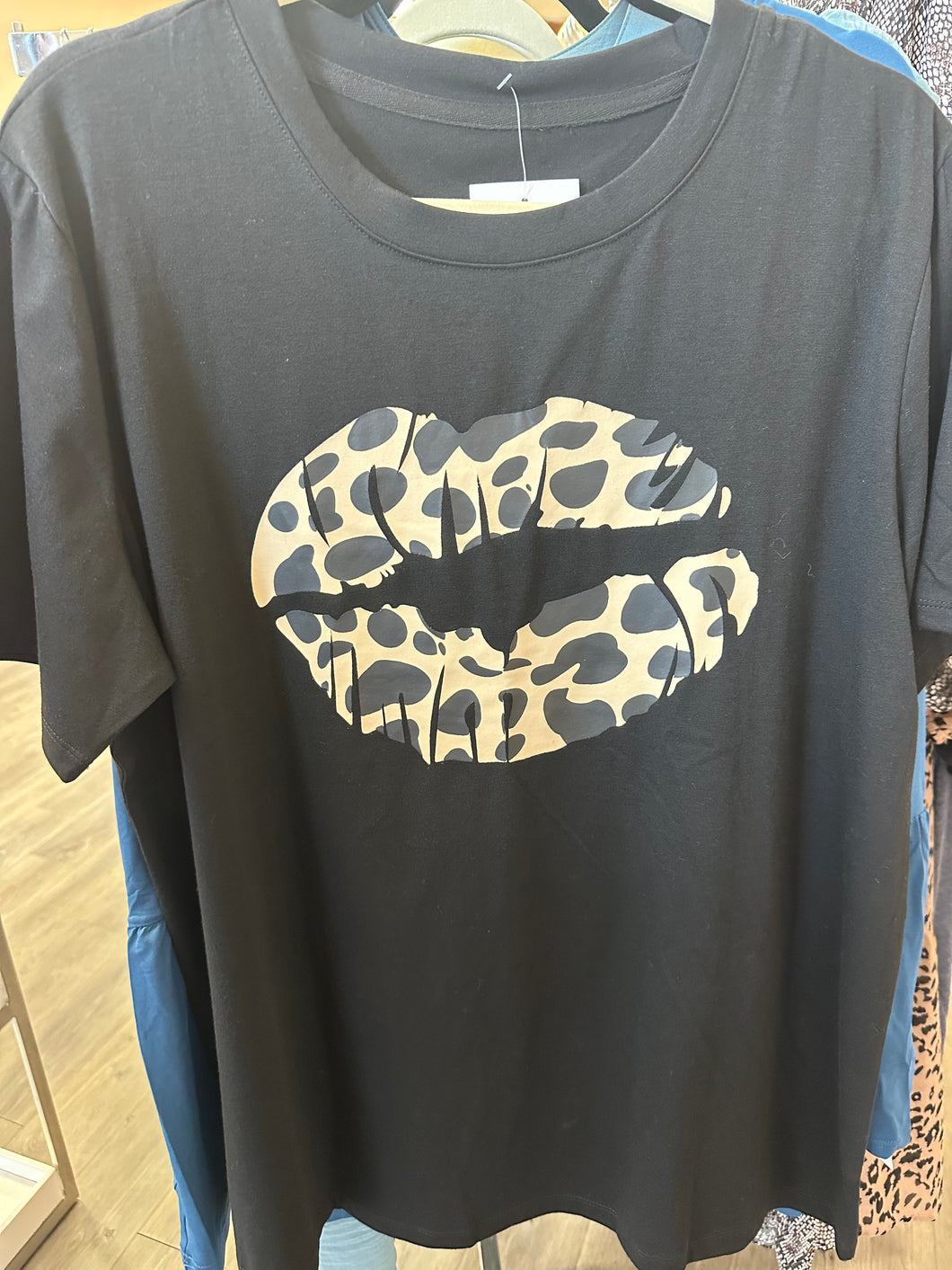 Cheetah Lips Black Tee
