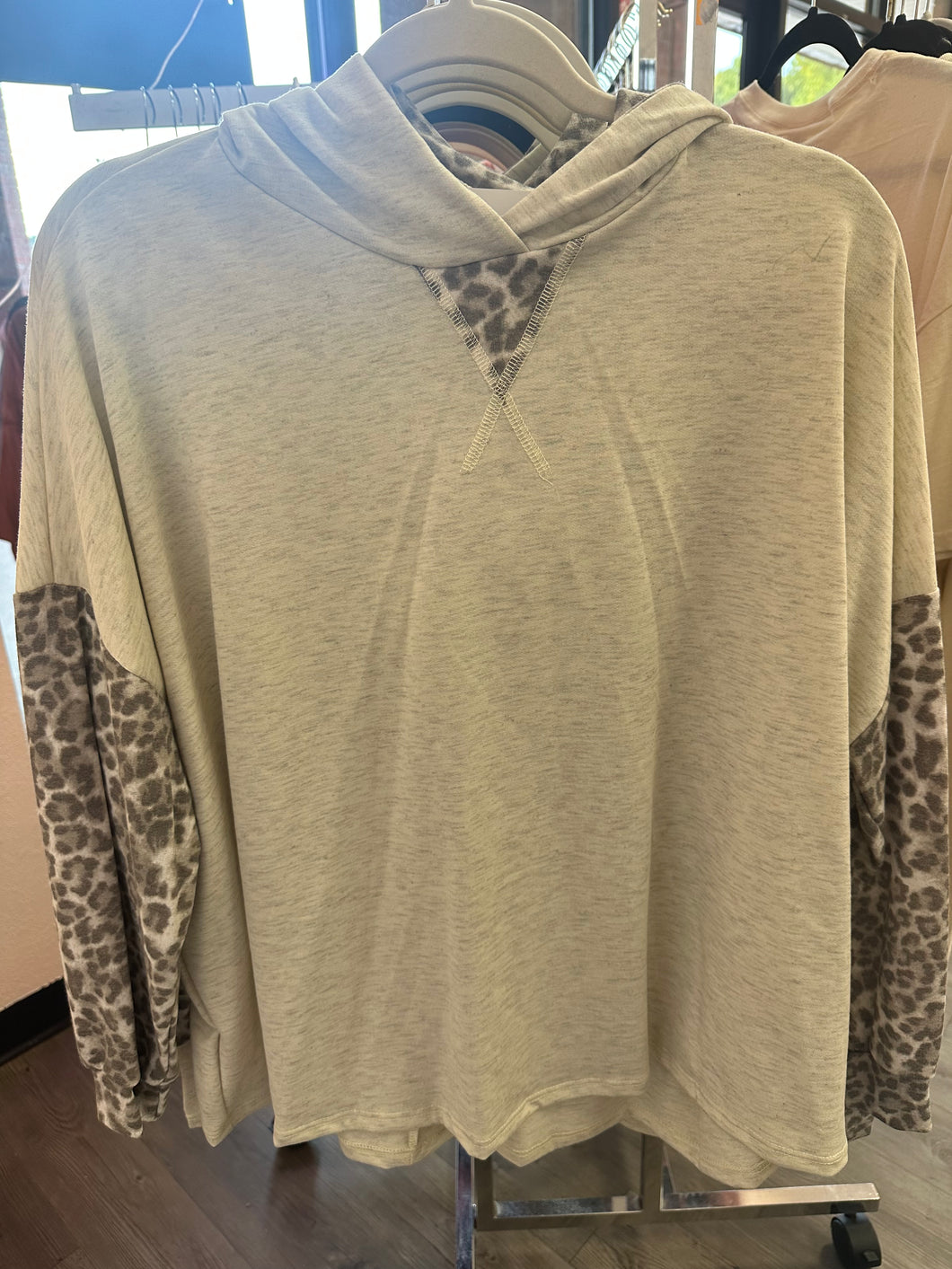 Gray Hoodie With Cheetah Sleeves